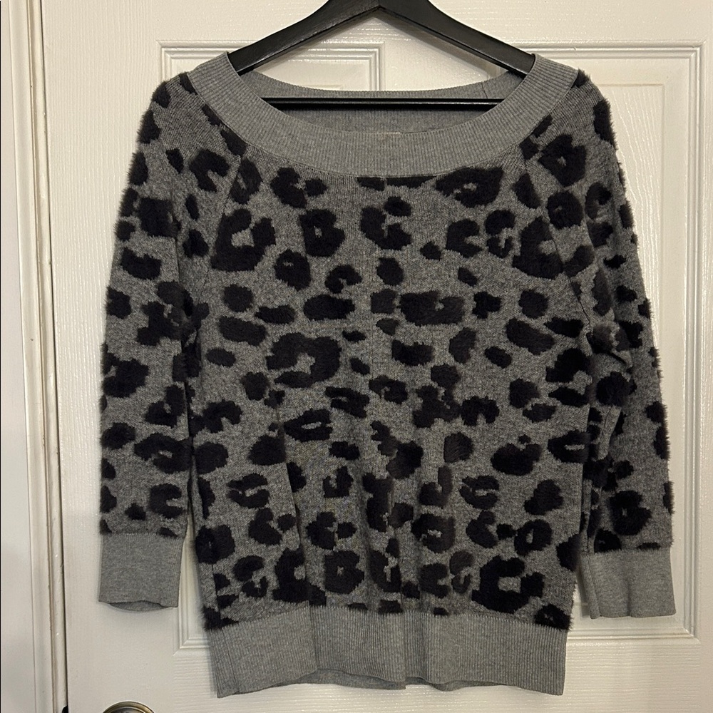 LOFT Charcoal Animal Print Sweater